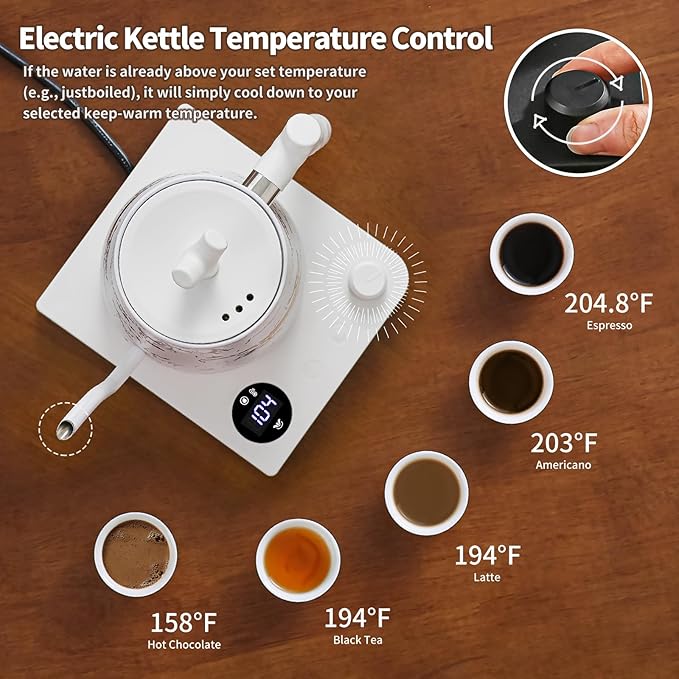 Water Kettle Electric Gooseneck Kettle with 50pcs Coffee Filter,±1℉ Temperature Control, Stainless Steel, Matte Material,Fast Heating, Ideal for Precise Pour-Over Coffee and Tea