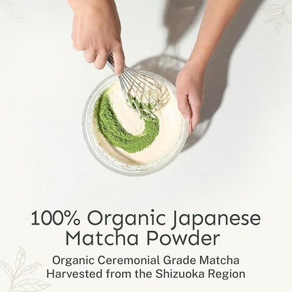 Yu Tea Organic Ceremonial Grade Matcha Powder | Packed with Antioxidants, L-Thanine & Natural Caffeine | Unsweetened Grade A Japanese Matcha Powder | Resealable Pouch, 2.65 oz, 50 Servings
