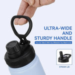 Load image into Gallery viewer, DOMICARE 16 oz Kids Water Bottle for School Stainless Steel Double Wall Vacuum Insulated Water Bottle with Straw lids &amp; Spout Lid, Leakproof BPA Free (Light Blue,1)