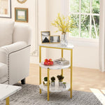 Load image into Gallery viewer, Lamerge Coffee Table Set of 3,Rectangle Coffee Table&amp;2 Accent Table,Faux Marble Tabletop,3 Piece Living Room Table Sets with Multi Tier Storage, for Small Space, Apartment,White &amp; Gold (LCTS-wg)