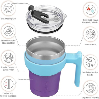 BJPKPK Tumbler With Handle 10oz Stainless Steel Insulated Tumbler With Lid And Straw For Water Or Ice Coffee,Ocean Dream