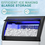 Load image into Gallery viewer, Commercial Ice Maker Machine 260Lbs/24H, 72pcs Ice Cubes Under Counter Ice Machine with Water Line and Filter, Freestanding Ice Maker Machine with 55Lbs Storage ice Bin for Home/Shop/Office/Bar