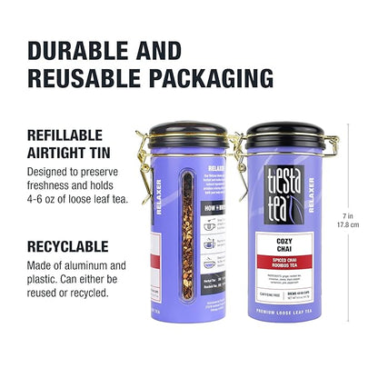 Tiesta Tea - Cozy Chai, Loose Leaf, Spiced Chai Rooibos Tea, Premium Caffeine-Free Blend, Makes Hot or Iced & Up to 50 Cups, 5oz Refillable Tin