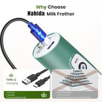 Load image into Gallery viewer, Nahida Handheld Milk Frother Wand with Stand &amp; 14oz Milk Frothing Pitcher Milk Coffee Cappuccino Latte Art - Green