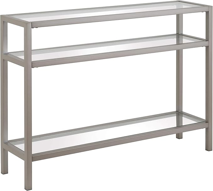 Henn&Hart Sivil Console Table, 42" Wide, Silver
