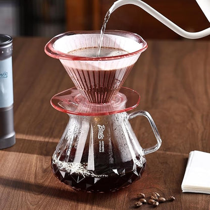 Bincoo Pour Over Coffee Dripper and Filters 2-4 Cups Size 02,Safe Tritan Plastic Coffee Dripper with 50pcs Filters Paper,Slow Brewing Coffee Pour Over for Cafe,Travel,Home(Pink)