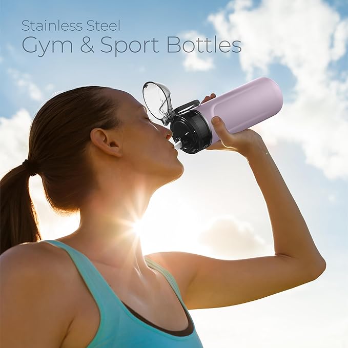 SipX™ Triple-Insulated Stainless Steel Water Bottle - 18oz. With Straw Lid, BPA-Free Reusable Insulated Water Bottle Keeps Cold For 12 Hours, Metal Water Bottle Made Of Sustainable Material For Hiking