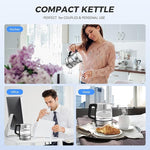 Load image into Gallery viewer, LUUKMONDE Electric Kettle, 1L 1500W, Small Glass Tea Kettle, Hot Water Boiler with LED Indicator, Cordless Water Heater Kettle, BPA-Free, Fast Boiling, Auto Shut-Off, Boil-Dry Protection