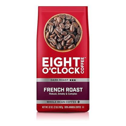 Eight O'Clock Coffee French Roast Whole Bean Coffee, Dark Roast, 32 Ounce (Pack of 1)