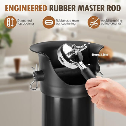 Knock Box for Espresso Grounds Commercial Floor-Standing Coffee Grounds Knock Box with Brush 18L Large Capacity Coffee Knockbox with Towel and Garbage Bags for Coffee Shops,Bar Home,Coffee lovers