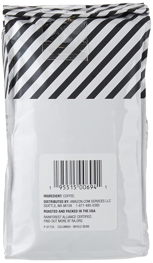 Amazon Fresh Colombia Whole Bean Coffee, Medium Roast, 12 Ounce (Pack of 3)