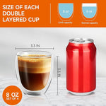 Load image into Gallery viewer, 8 Ounces Set of 4 Double Walled Glass Coffee Mugs Insulated Layer Coffee Cups Borosilicate Glass Espresso Double Insulated Clear Glass Coffee Mug for Hot Beverages
