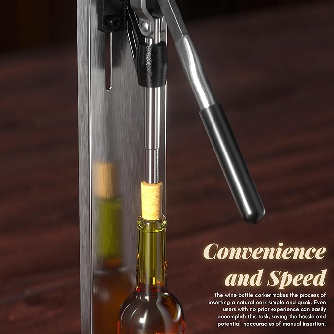 Wine Corker, Hand Wine Bottle Re-corker, Bottle Capper for Bottling, Manual Wine Corking Kit with 2 POM Inserting Stopper, Bottle Cap Pressing Machine Corking Tool