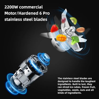 Biolomix Professional Smoothie Blender, Countertop Blender,Commercial Blender 2200W High Power with 68oz Pitcher, Smart Presets,blenders for kitchen for Ice, Soup,Frozen Dessert(with Extra Parts)