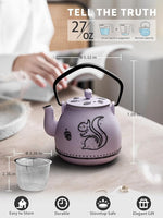 Load image into Gallery viewer, Toptier Teapot with Removable Infuser, Cast Iron Tea Kettle Stovetop Safe, Squirrel Design Tea Pot Coated with Enameled Interior for 32 Ounce (950 ml), Purple