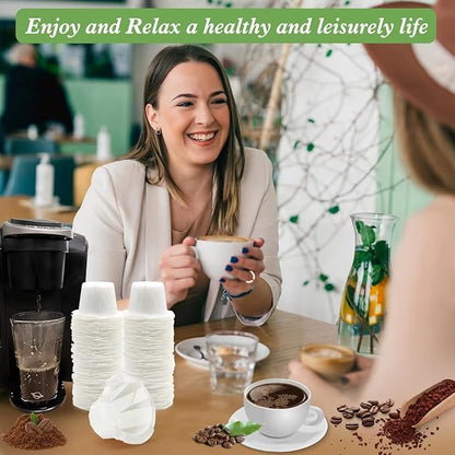 Aussen Disposable Coffee Paper Filters Replacement Kerig Filter Fit All Keurig Single Serve Filter Brands Compatible with Reusable Single Serve Pods Keurig Coffee Maker (White, 200pcs)