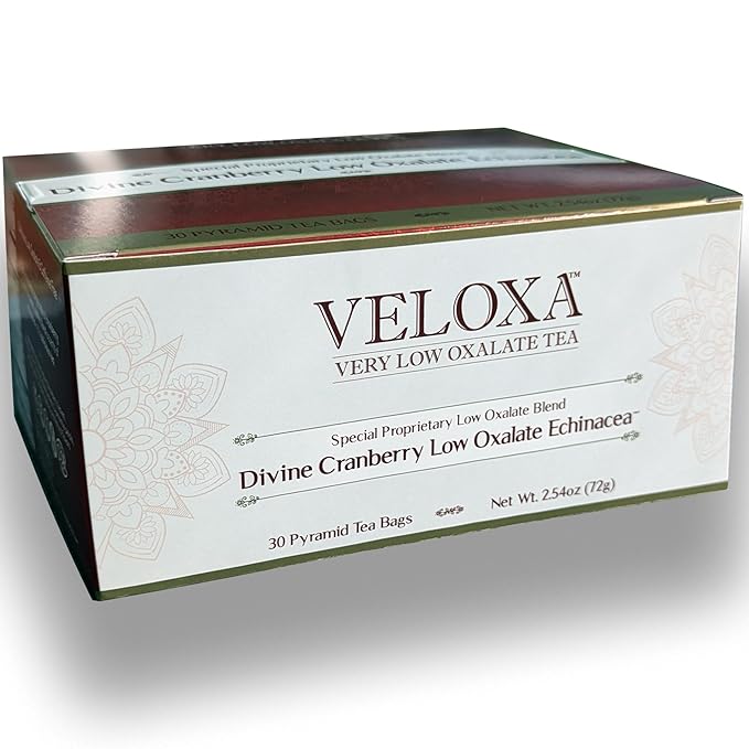 Veloxa™ Very Low Oxalate Tea (30 Pyramid Tea Bags, Devine Cranberry Low Oxalate Echinacea)