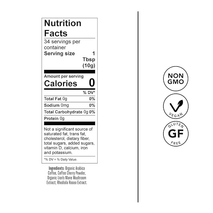 Laird Superfood Focus Coffee, Medium Roast Ground Coffee Infused with Functional Mushrooms and Botanical Adaptogens, 12 oz. Bag