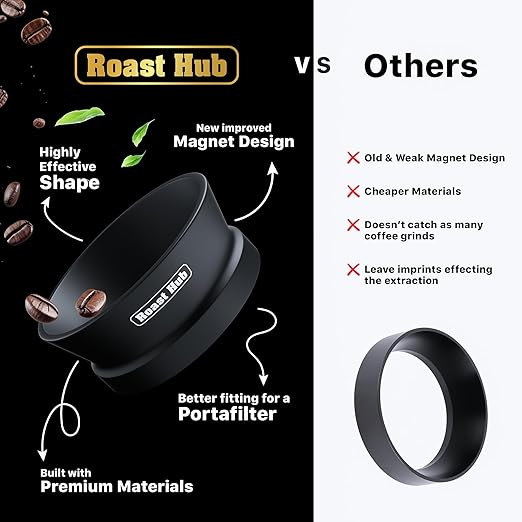 58mm Magnetic Dosing Funnel for Portafilter Espresso Machine ~ High Strength 12 Magnet Design ~ Fits Most Express Coffee Machines ~ Home Barista Espresso Portafilter Adapter ~ UK Brand