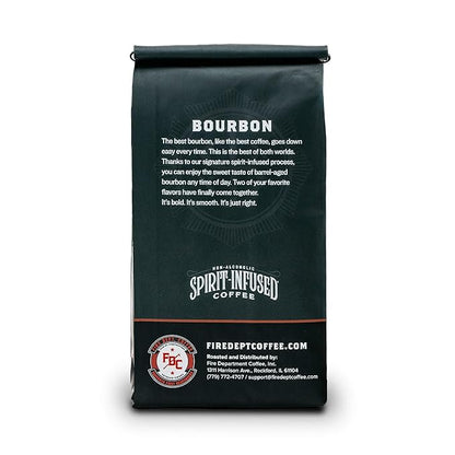 Fire Department Coffee - Bourbon Coffee - Gives Back to Firefighters - Premium Bourbon Infused Grounds - Medium Roast - Non-Alcoholic - Roasted in the USA - Veteran Owned - 12 oz