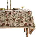 Load image into Gallery viewer, Designer Christmas Beige Linen Small Rectangular Tablecloth,Pinecones Pattern Indoor Tablecloths,Washable Decor Table Cloth for Dining Thanksgiving Kitchen Christmas,55"*71"-Carol B