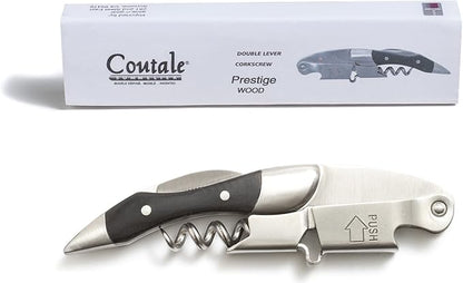 Prestige By Coutale Sommelier - The French Patented Spring-Loaded Double Lever Waiters Corkscrew and Wine Bottle Opener (Blackwood)