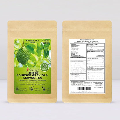 FullChea - Soursop Leaves Tea Bags, 80 Counts - Premium Hojas De Guanabana Tea - Non-GMO - Caffeine-free - Improve Digestion, Support Skin & Sleep
