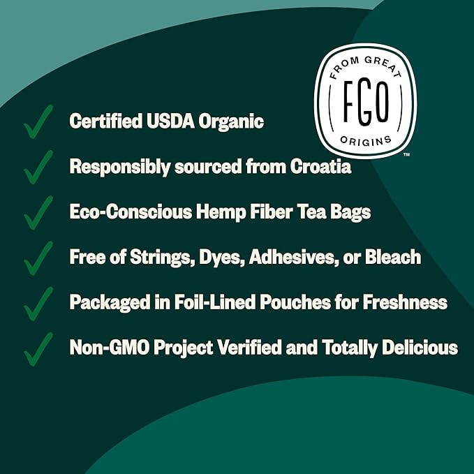 FGO Organic Elderberry Tea, 100 Count, Eco-Conscious Herbal Tea Bags, Resealabel Bag, Caffeine Free, Packaging May Vary (Pack of 1)