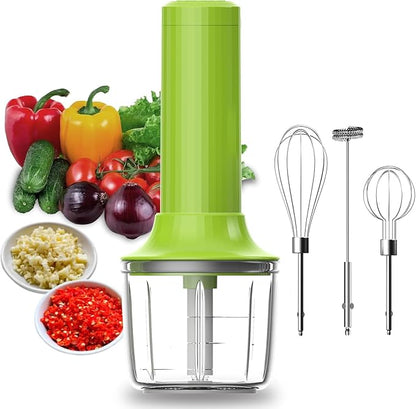 4-in-1 Cordless Hand Mixer with Whisk and Forther Wand,Electric Whisk, Milk Frother, Handheld Frother, hisker, Stirrers Electric,Coffee Frother,Food Chopper, Baby Food Maker,4-Speed, 10Oz