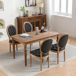 Load image into Gallery viewer, French Country Dining Chairs Set of 2, Black Upholstered Dining Chairs, PU Leather Tufted Back, Solid Wood Legs, Farmhouse Kitchen &amp; Dining Room Chairs, Sillas De Comedor (Black, 2Pcs)