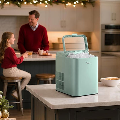 Midea MERI26B1AGN Countertop Bullet-Ice Maker, 8 Ice Bullets Ready in 6 Minutes, 26lbs/24H, Self-Cleaning Function with Ice Scoop and Basket for Home/Office/RV