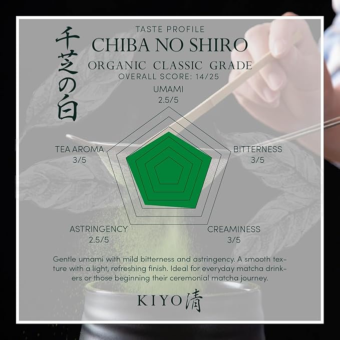 Kiyo Matcha Classic Grade Chiba no Shiro Organic Ceremonial Matcha - Pure Japanese First Harvest Organic Ceremonial Grade Matcha Green Tea Powder from Japan (40g/1.4oz)