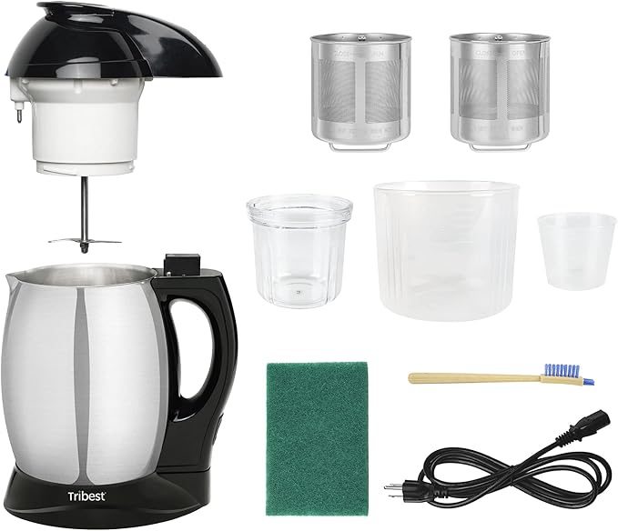 Tribest SB-130 Soyabella, Automatic Soy Milk and Nut Milk Maker Machine, Stainless Steel Large,Silver