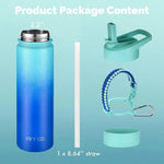 Load image into Gallery viewer, mininoo Insulated Stainless Steel Water Bottle with Straw and Lid for Sports, 24 oz, Pacific Dream