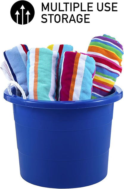 United Solutions Easy-Access Storage Rope Handle Tub, 19 Gallon, Blue, 2 Count (TU0335)