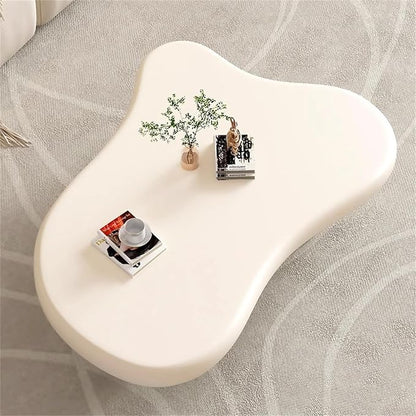 Cute Cloud Coffee Table, Modern Coffee Tables for Living Room, Easy Assembly, Round Edge Irregular Tea Table End Table, Funky Contemporary Low Coffee Table for Bedroom,White Cloud a,L41