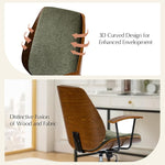 Load image into Gallery viewer, HULALA HOME Solid Wood Office Chair with Rocking Function, Comfy Fabric Desk Chair with Bent Wood and Metal Base, Height Adjustable Swivel Computer Task Chair, Green