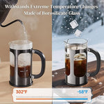 Load image into Gallery viewer, Veken French Press Coffee Maker 34oz 1 L, Heat Resistant Thickened Borosilicate Glass, No Plastic Touching Cafe, Stainless Steel Brewer,Cold Brew Cafetera Teapot for Kitchen Travel Camping,Dark Pewter