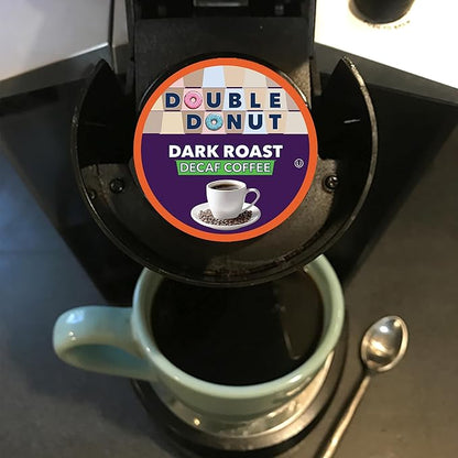 Double Donut Decaf Extra Bold Blend Dark Coffee pods, Dark Roast Coffee, Compatible with Keurig K Cups Brewers, 72 Count