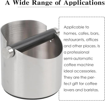 Italian Espresso Tapping Box, Stainless Steel Coffee Grinding Tapping Box, With Detachable Tapping Rod And Anti Slip Rubber Base (Silver-S)