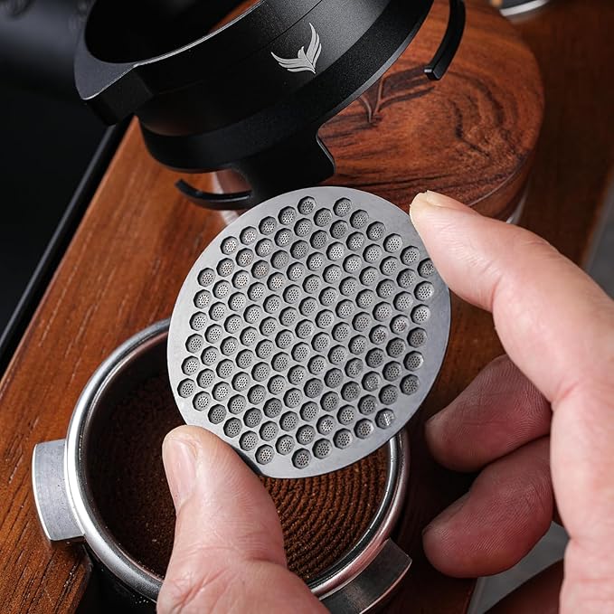 Breville Barista Express Accessories Kit 6pcs Includes 54mm Walnut Tamping Stand, Auto Leveling Tamper, Distributor, Bottomless Portafilter, Dosing Funnel and Puck Screen