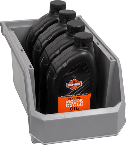 Plastic Containers for Organizing and Storage Bins for Closet, Kitchen, Office, Garage or Pantry Organization, Stackable Bins, Large (14.8" x 8" x 7"), 6-Pack, Grey