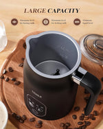 Load image into Gallery viewer, Milk Frother and Steamer 4 in 1, Milk Steamer with Auto Temperature Control, Warm &amp; Cold Foam Maker, Hot Chocolate Maker, Frother for Coffee, Latte, Cappuccino, Black