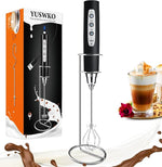 Load image into Gallery viewer, YUSWKO Black Handheld Milk Frother Wand with Stand for Coffee, Rechargeable Electric Whisk with 3 Heads 3 Speeds Drink Mixer Coffee Frother For Latte, Cappuccino, Hot Chocolate, Egg