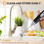 Load image into Gallery viewer, YUSWKO Black Handheld Milk Frother Wand with Stand for Coffee, Rechargeable Electric Whisk with 3 Heads 3 Speeds Drink Mixer Coffee Frother For Latte, Cappuccino, Hot Chocolate, Egg