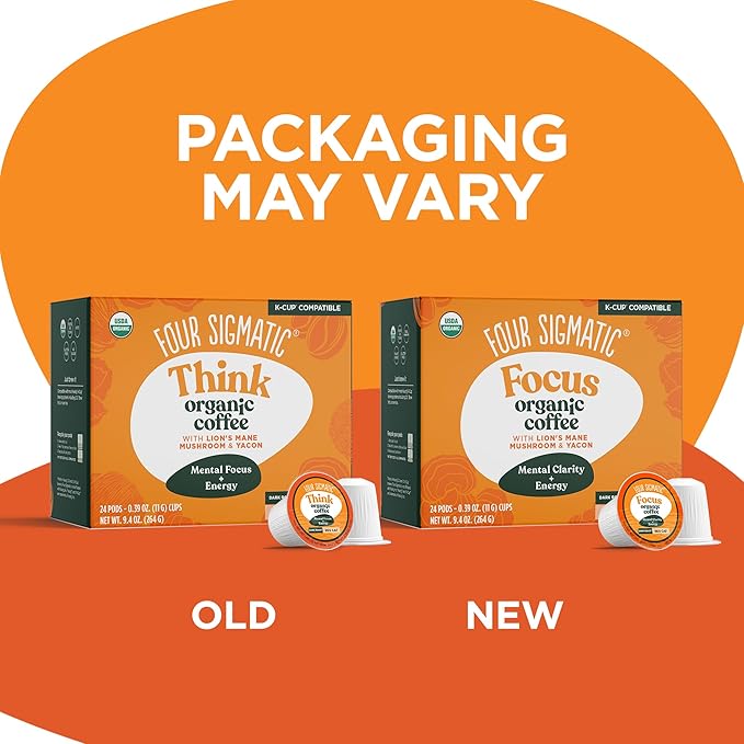 Four Sigmatic Mushroom Coffee K-Cups | Organic Dark Roast Coffee with Lion’s Mane Mushroom Powder & Yacon | Focus & Immune Support | Vegan & Keto | Sustainable Pods | 10 Count