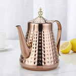 Load image into Gallery viewer, SANQIAHOME 1.6L(54oz) Stainless Steel Hammer Patterned Teapot With Removeable Infuser,Loose leaf cover,Copper