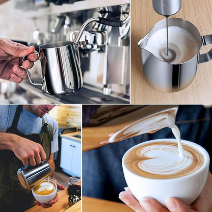 Milk Frothing Pitcher, 22oz 650ml Milk Frother Cup Stainless Steel Steaming Pitcher, Coffee Bar Cappuccino Espresso Machine Accessories Barista Tools, Metal Steamer Cup Mug Milk Jug with Latte Art Pen