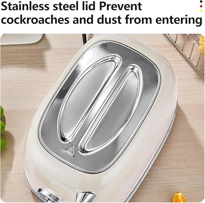 Beige Cute Retro Toaster 2 Slice with 1.58" Wide Slots, Bread toaster with Cover and Warm Rack, Stainless Steel Toaster with Removable Crumb Tray, Preheat, Defrost, Cancel Function (Cream)