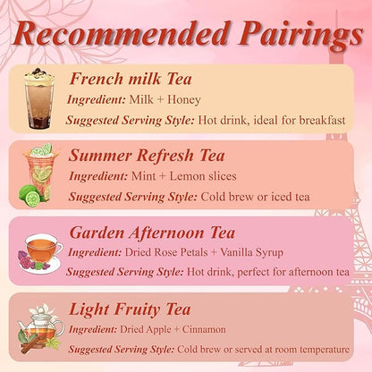 WT WEETEE Paris Breakfast Black Tea,100 Count Paris Black Tea Bags, Bergamot and Vanilla Flavored Black tea with Lavender